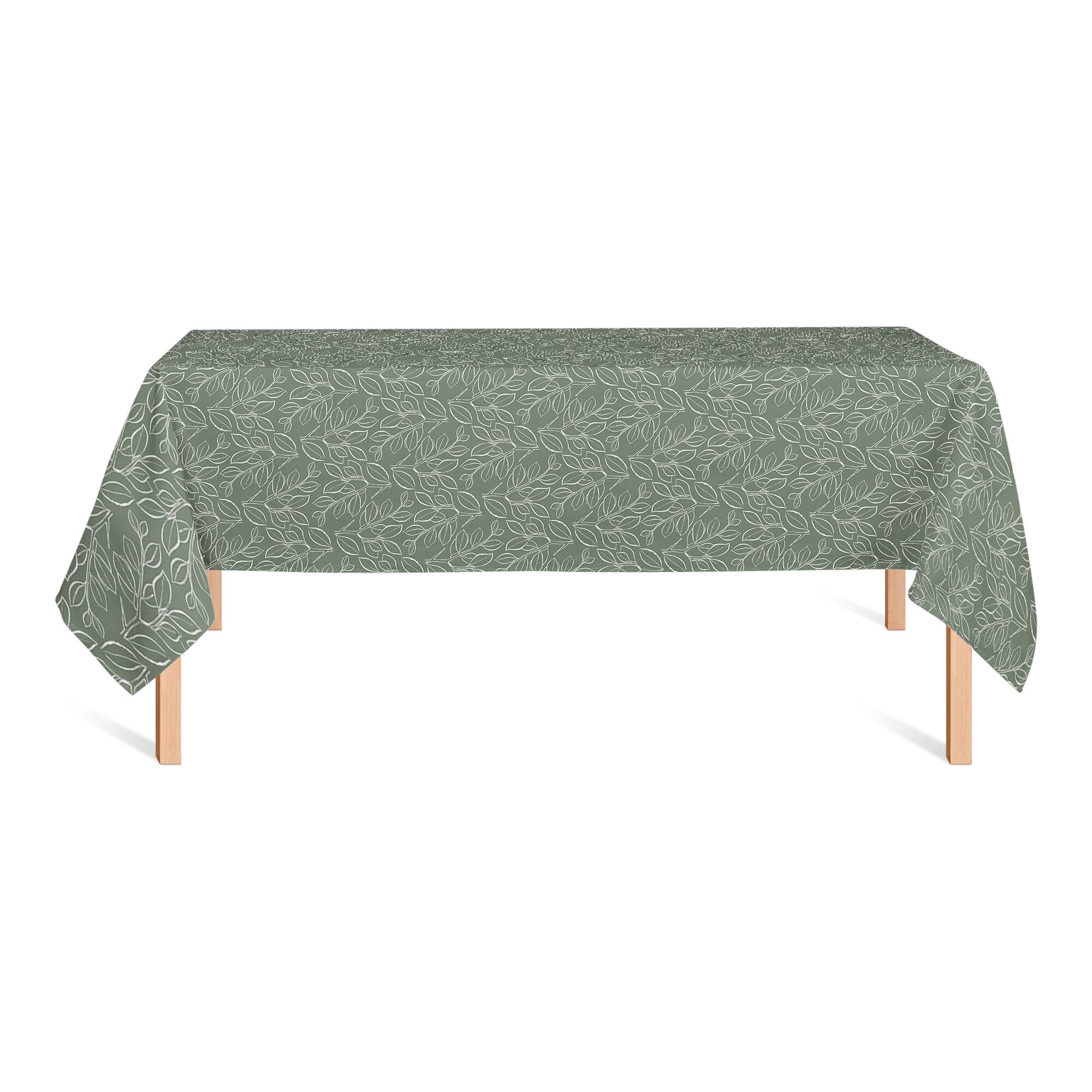 102" Sage Lined Leaves Tablecloth